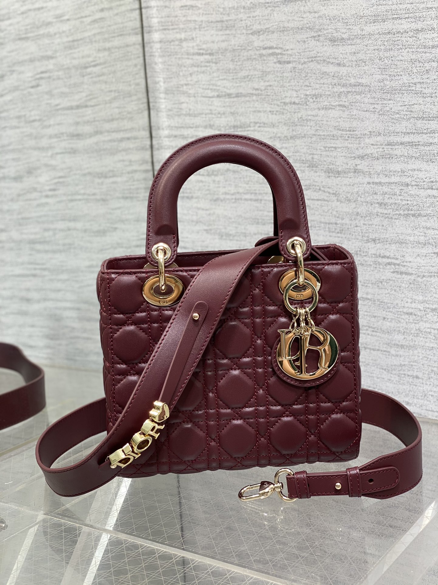 Small Lady Dior My ABCDior Bag Bordeaux Cannage Lambskin